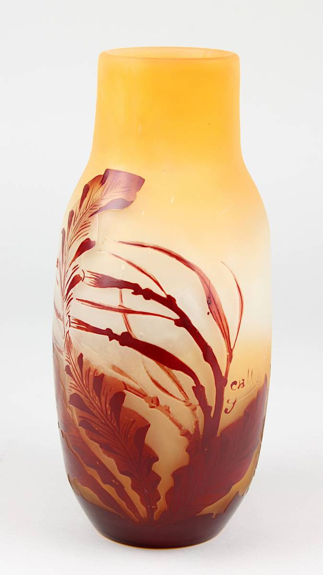Gallé Jugendstil-Vase mit Seetang-Dekor, Nancy um 1920, Klarglaskorpus, innen mit orangefarbenem - Image 5 of 5