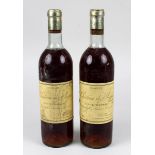 Zwei Flaschen 1973er Château de Ségur, Haut Barsac, Sauternes Contrôlée, P. Fournier, Gironde,