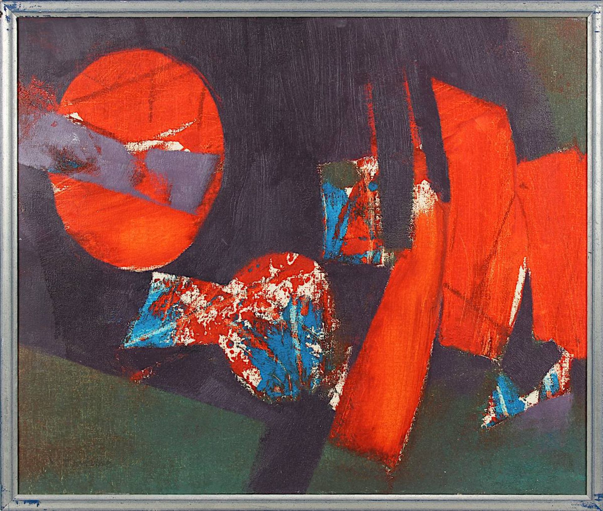 Fontaine, Victor (Saarlouis 1923 - 1995 Saarlouis), abstrakte Komposition mit Rot, Öl auf - Bild 2 aus 2