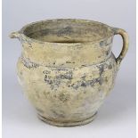 Keramik-Henkeltopf, römisch / provinzialrömisch, auf der Töpferscheibe gedreht, heller Scherben, H