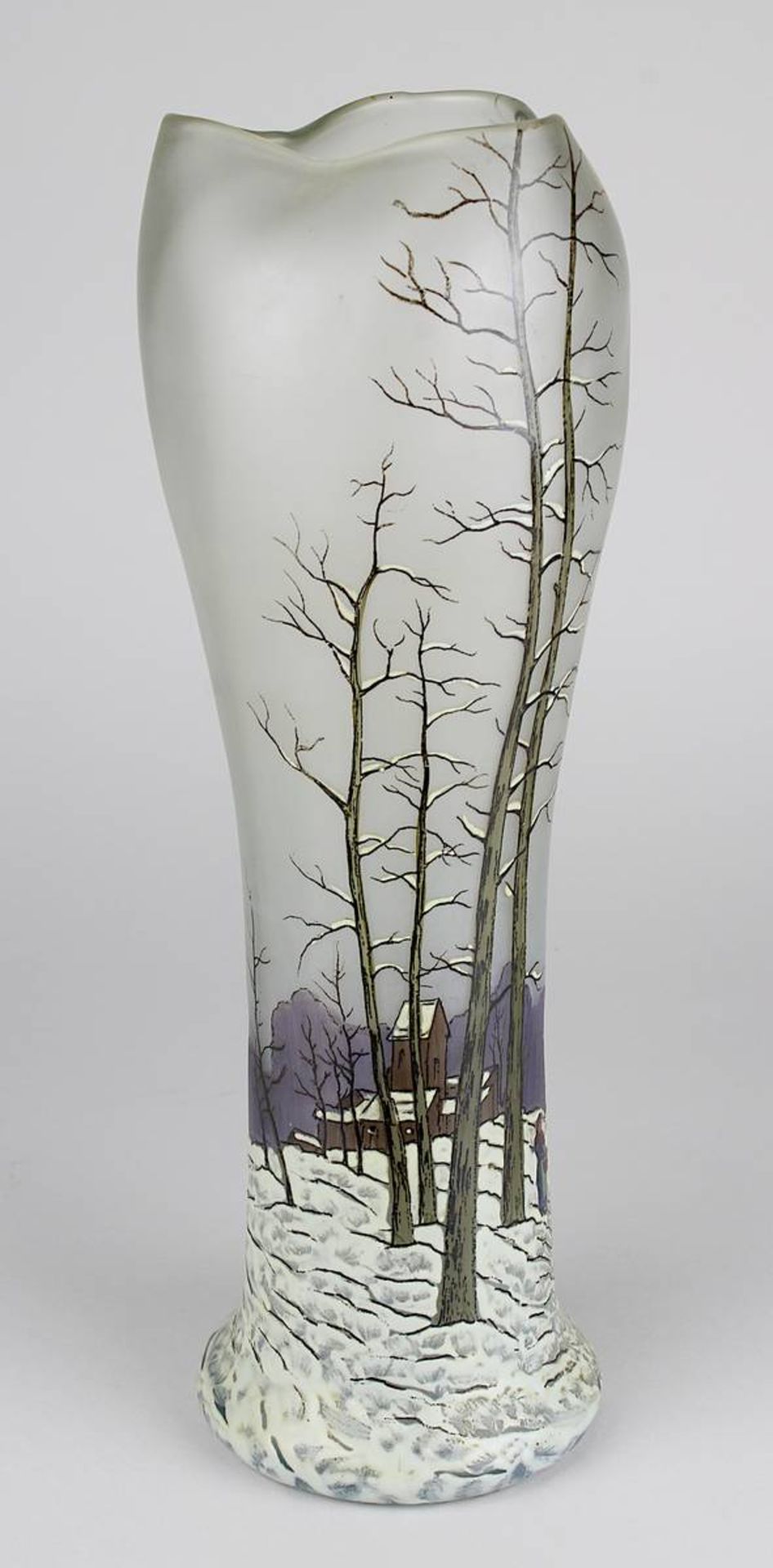 Große Jugendstil Legras-Vase, Legras St. Denise et Pantin um 1900, hoher Klarglaskorpus mit in Email - Bild 2 aus 3
