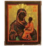 Ikone Gottesmutter von Tichwin, Russland Anfang 19. Jh., Tempera auf Holz, Goldgrund, am unteren
