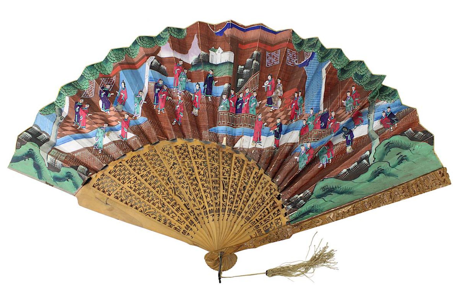 Chinesischer Fächer aus Papier mit figürlichen Szenen, China um 1900, Faltfächer aus Papier - Image 2 of 2