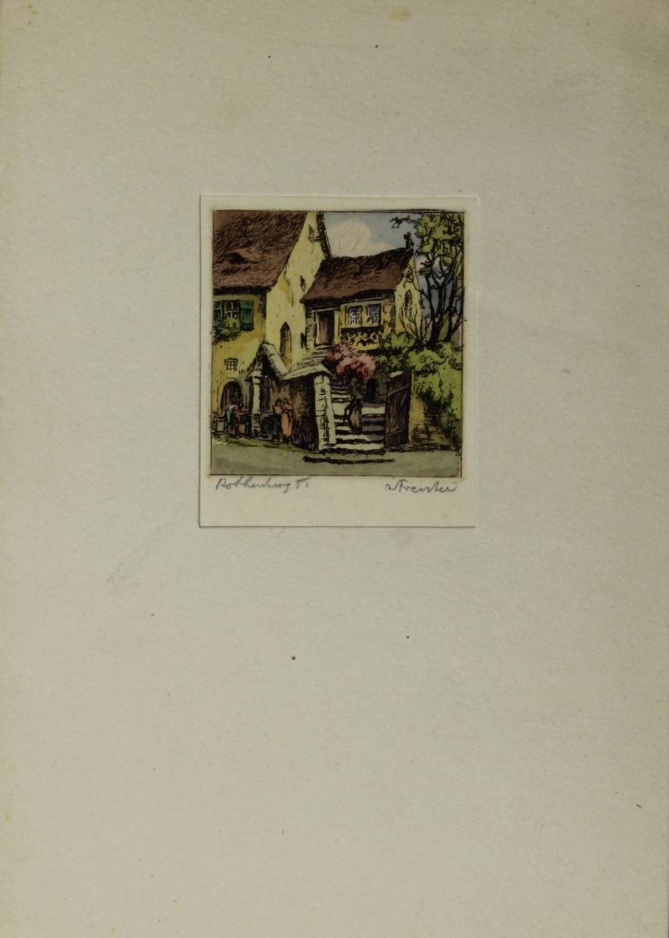 Foerster, Willi (1892 - 1965), 9 Farbradierungen: 6 Ansichten von Rothenburg ob der Tauber u. 3 - Image 5 of 10