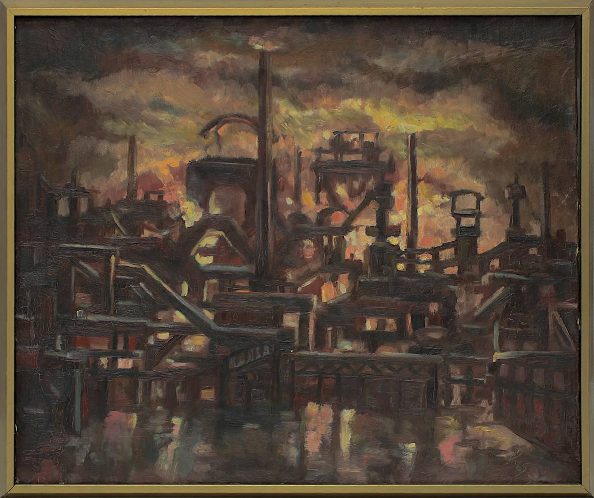 Krawtschenko, Anatolij (geb. 1929), "Industrielandschaft" - Hüttenansicht, Öl auf Leinwand, re. unt.