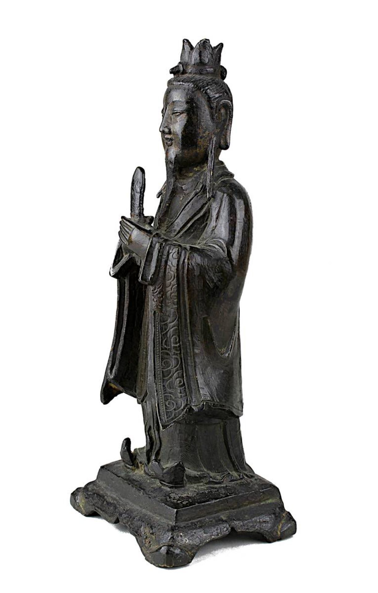 Wenchang Wang (Gott der Kultur und des Schrifttums), China, Ming-Dynastie, dunkel patinierte Bronze, - Bild 2 aus 5