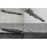 Vier Postkarten, Zeppelin III, org. Aufnahmen von 1909, alle gelaufen mit Marke u. Poststempel,