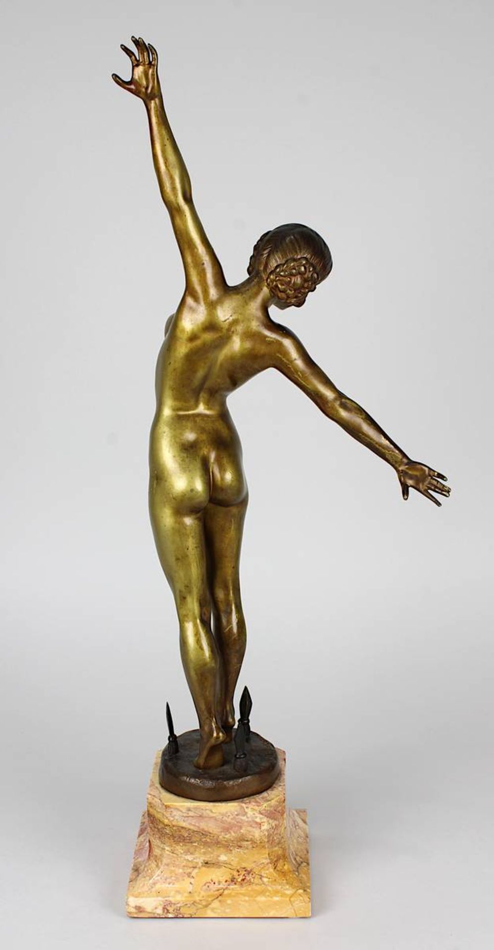 Ouillon Carrère, Fernand (französischer Bildhauer), Lanzenspitzen-Tänzerin, Bronzefigur auf - Image 3 of 7