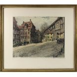 Kasimir-Hoernes, Tanna (Graz 1887 - 1972 Wien), Altstadtpartie, wohl Nürnberg, Farbradierung, 33,5 x