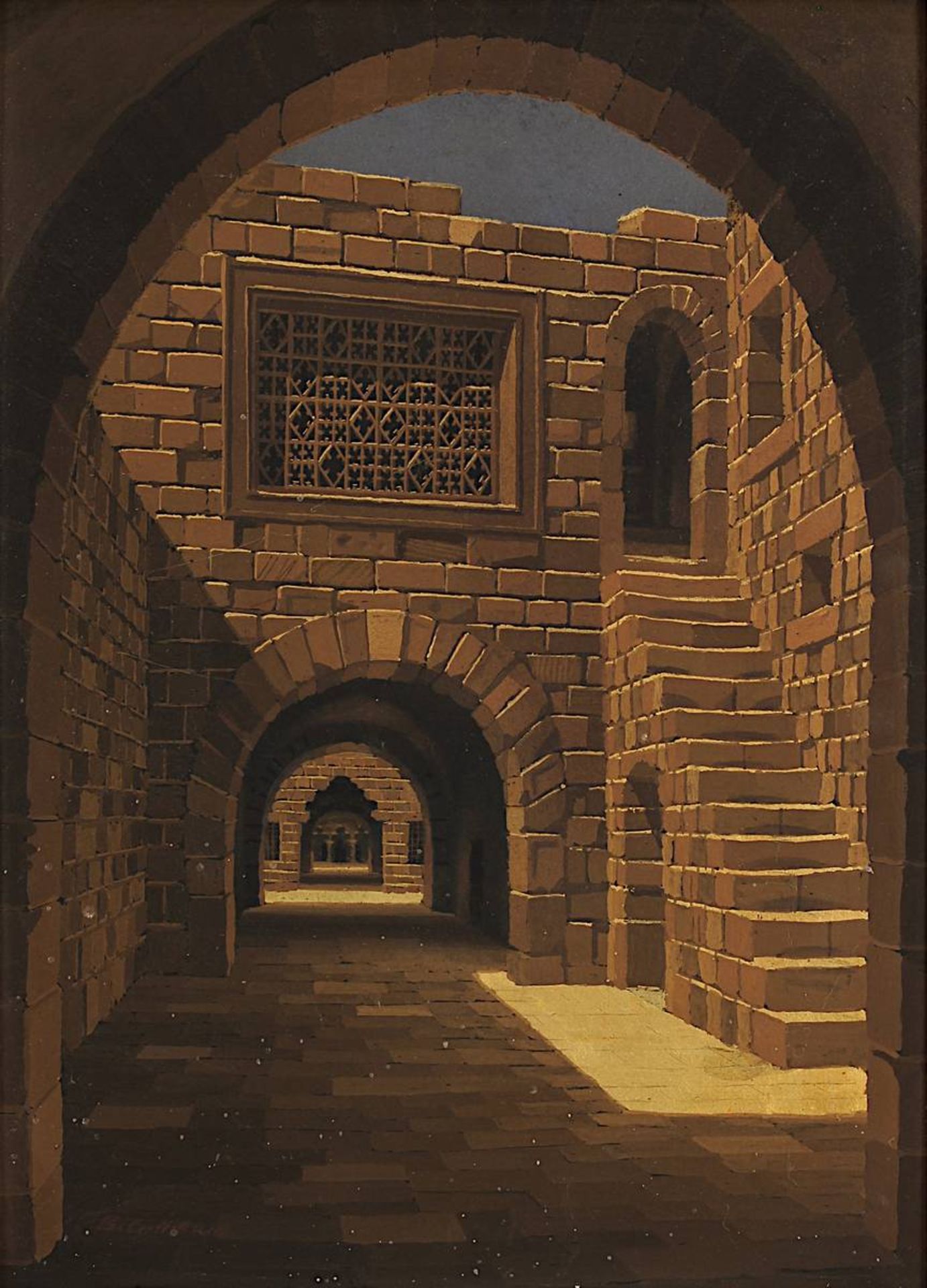 Cullmann, Bernhard (Namborn 1930 - 1977) Orientalische Architektur mit Torbögen, Goldgrundtechnik au - Bild 2 aus 2