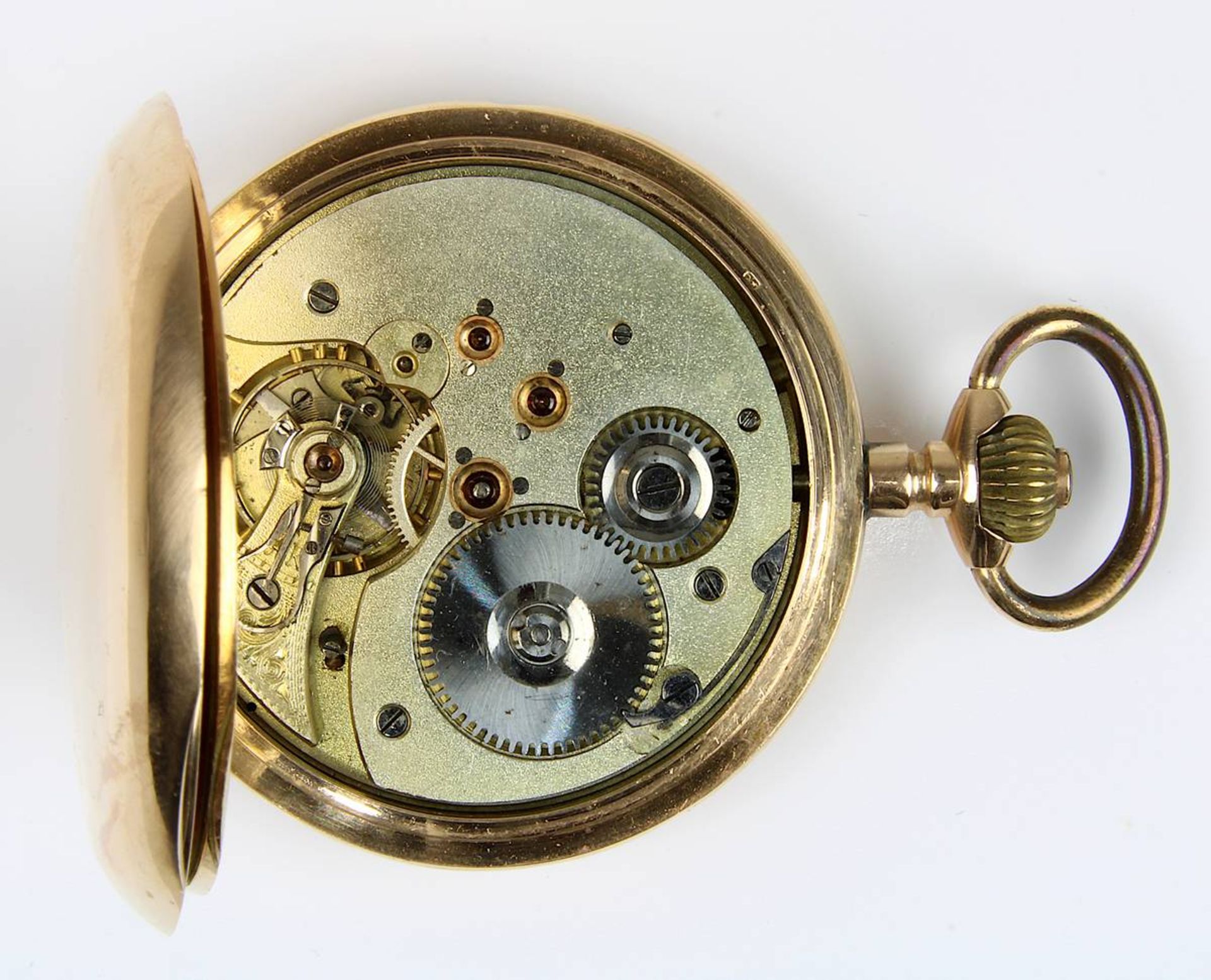 Goldene Savonette-Taschenuhr mit System-Glashütte-Uhrwerk, um 1910, gestempeltes 585er Dreideckel- - Image 2 of 5