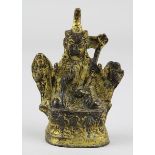 Padmasambhava, Bronze vergoldet, Tibet 7./18. Jh., Figur des Guru Rimpoche mit Federhut, auf einem