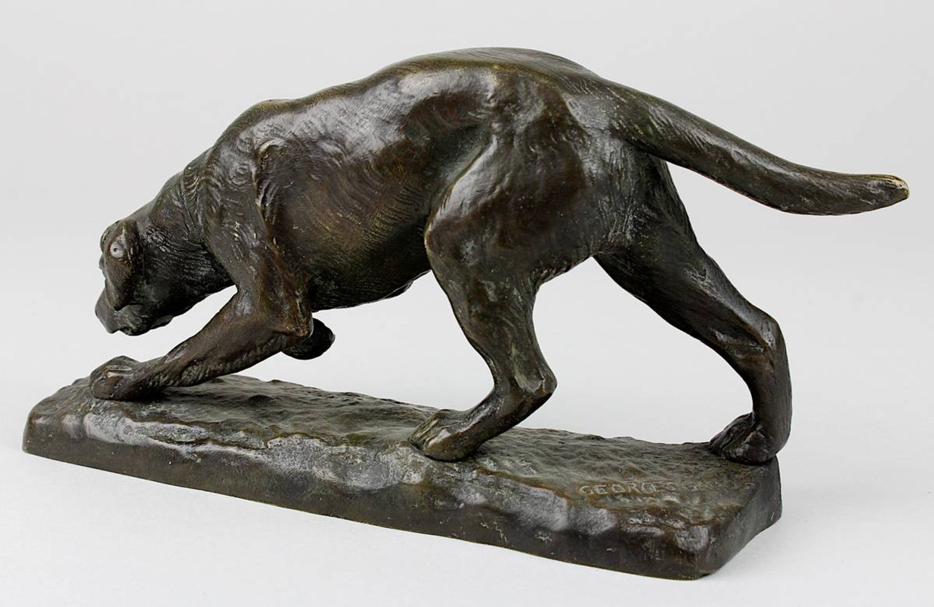 Gardet, Georges (Paris 1863 - 1939 Paris), Jagdhund, Bronzefigur um 1900, auf Plinthe signiert, L 20 - Image 2 of 4