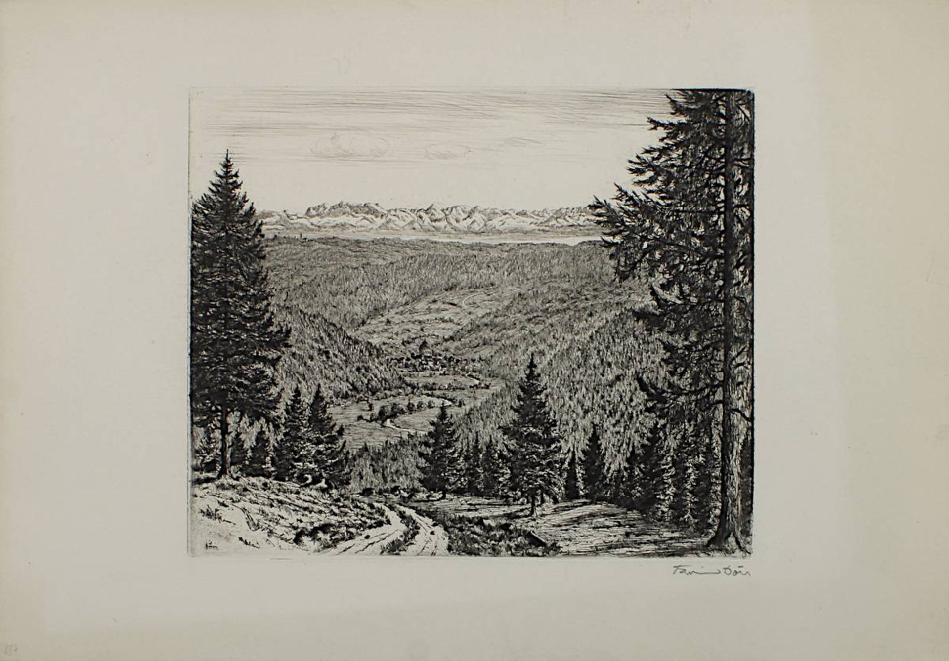 Dörr, Ferdinand (Bad Dürrheim 1880 - 1968 Karlsruhe), Sechs Radierungen mit Schwarzwaldansichten, Bl - Bild 6 aus 7