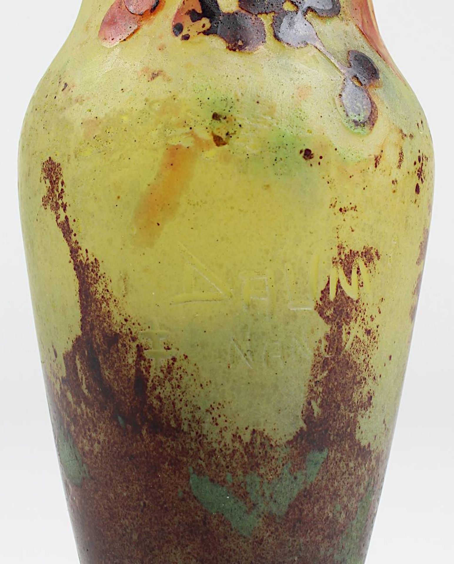 Daum Jugendstil-Vase mit Heidelbeerdekor, Nancy um 1909, Entwurf Henry Bergé, länglicher - Image 5 of 6