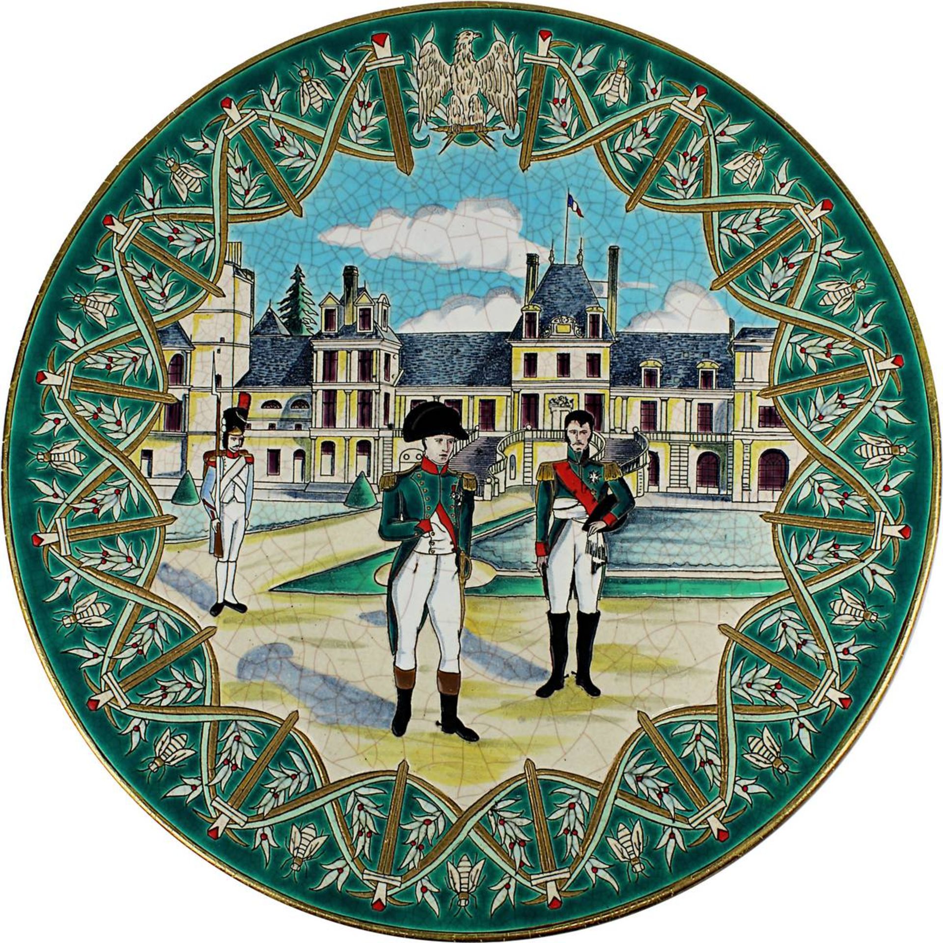 Großer Keramik-Wandteller Emaux de Longwy, Frankreich M. 20. Jh., "Fontainebleau" -Piece Hors Série, - Image 2 of 5