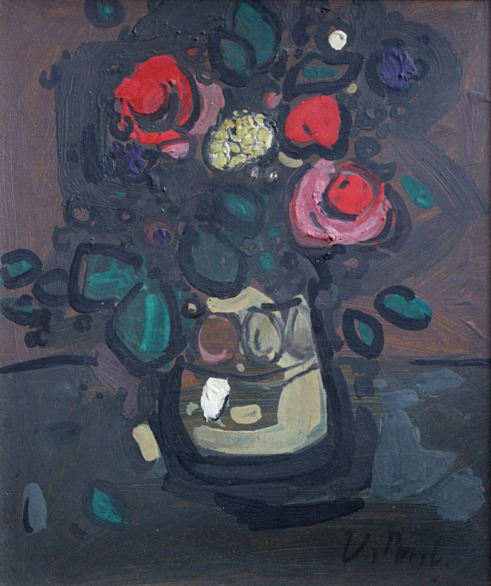 Bubenícek, Václav (1913-1989), Stilleben mit Blumenstrauß, Öl auf Pappe, rechts unten signiert, 41 x