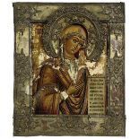 Ikone Gottesmutter, aus einer Deesis, Russland 19. Jh., Tempera auf Holz, Darstellung der