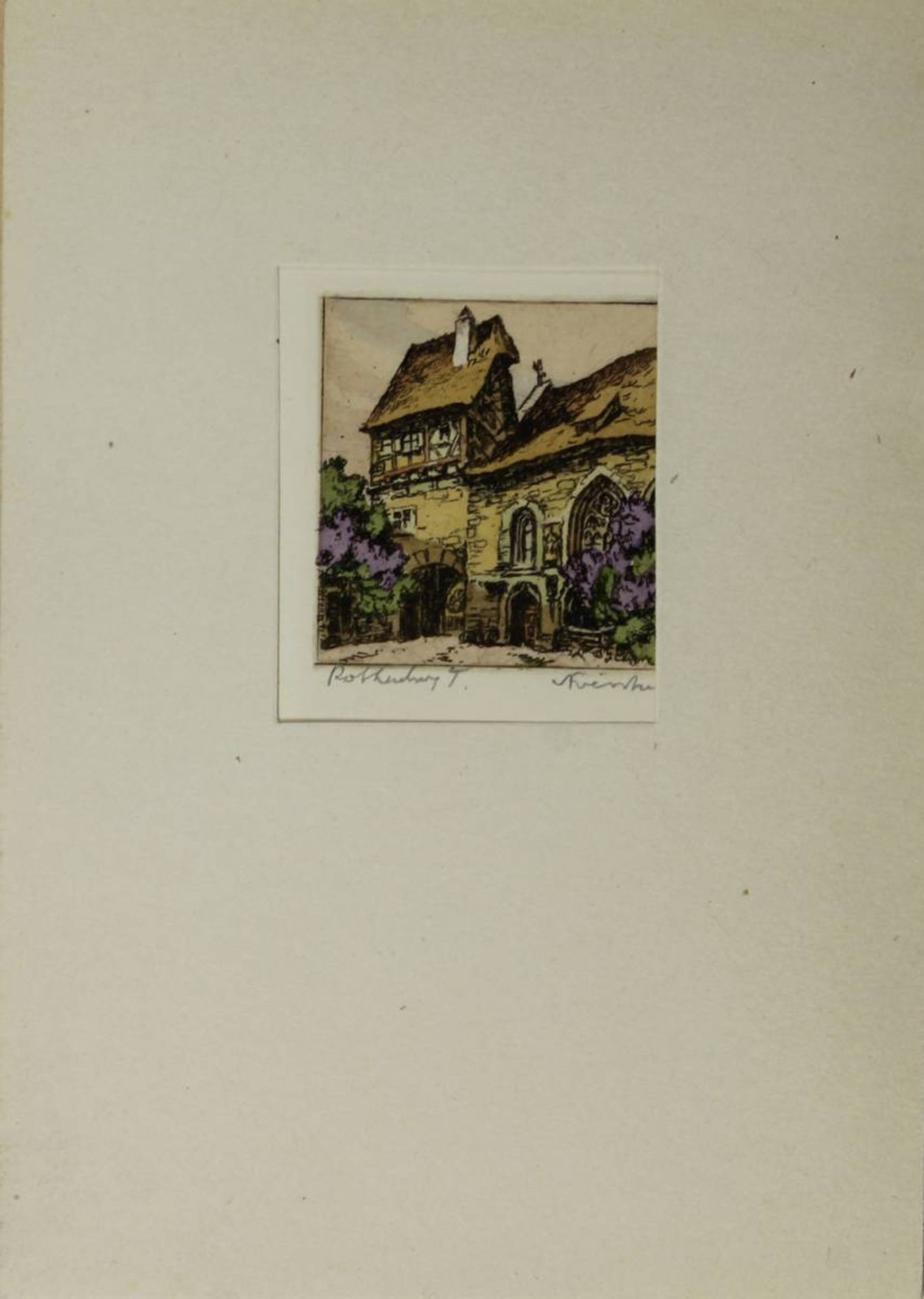 Foerster, Willi (1892 - 1965), 9 Farbradierungen: 6 Ansichten von Rothenburg ob der Tauber u. 3 - Image 6 of 10