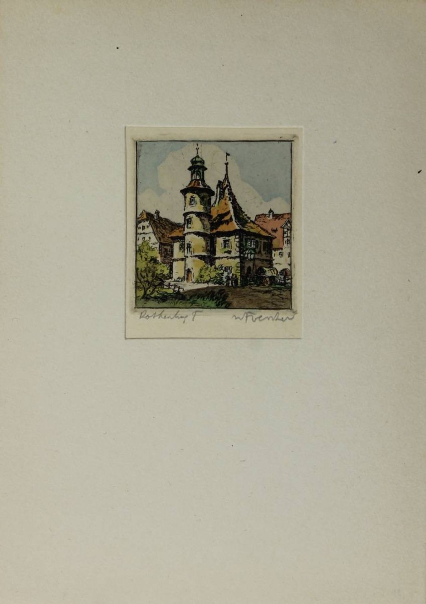 Foerster, Willi (1892 - 1965), 9 Farbradierungen: 6 Ansichten von Rothenburg ob der Tauber u. 3 - Image 3 of 10