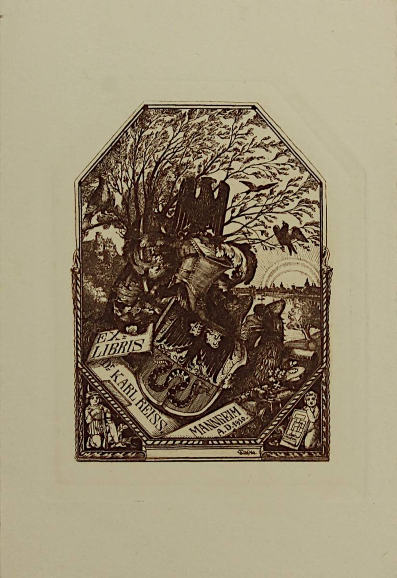 Kleine Sammlung von 10 Ex-Libris, Anfang 20. Jh., davon 5 als org. Radierung, davon eine von - Image 8 of 10