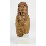 Fragment eines ägyptischen Ptah-Sokar-Osiris, Holz mit Resten weißer Grundierung, stark verwittert