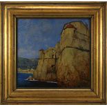 Luntz, Adolf (Wien 1875 - 1934 Karlsruhe) "Ruine am Meer", Festungsanlage, Öl auf Leinwand, links