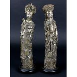 Paar silberne Galvanoplastiken Chinesischer Kaiser und Kaiserin, Italien, neuzeitlich, mit gefülltem