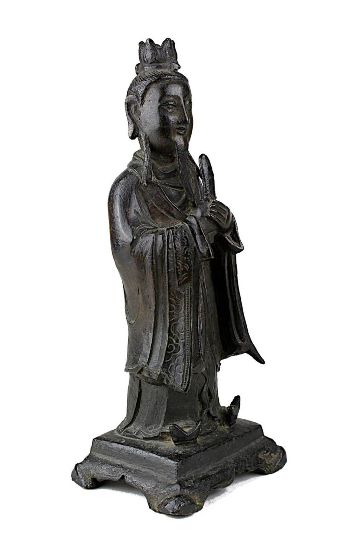 Wenchang Wang (Gott der Kultur und des Schrifttums), China, Ming-Dynastie, dunkel patinierte Bronze, - Bild 4 aus 5