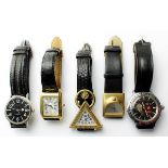 Konvolut 5 Armbanduhren: 1 Herrenautomatikuhr von Auguste Reymond, 1 Automatikuhr bez. HDV, 1
