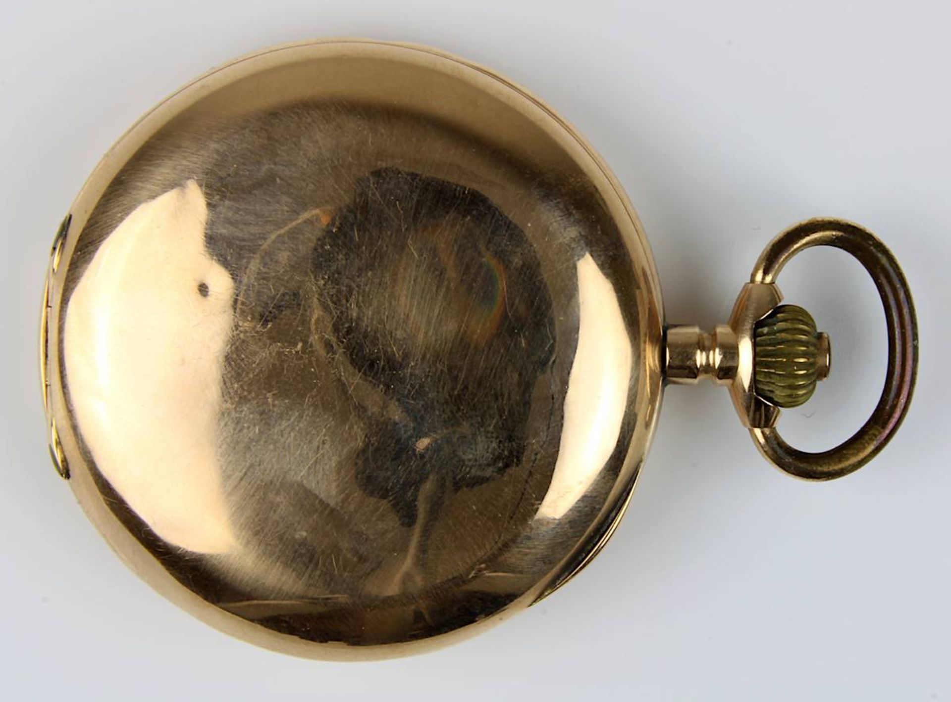 Goldene Savonette-Taschenuhr mit System-Glashütte-Uhrwerk, um 1910, gestempeltes 585er Dreideckel- - Image 4 of 5