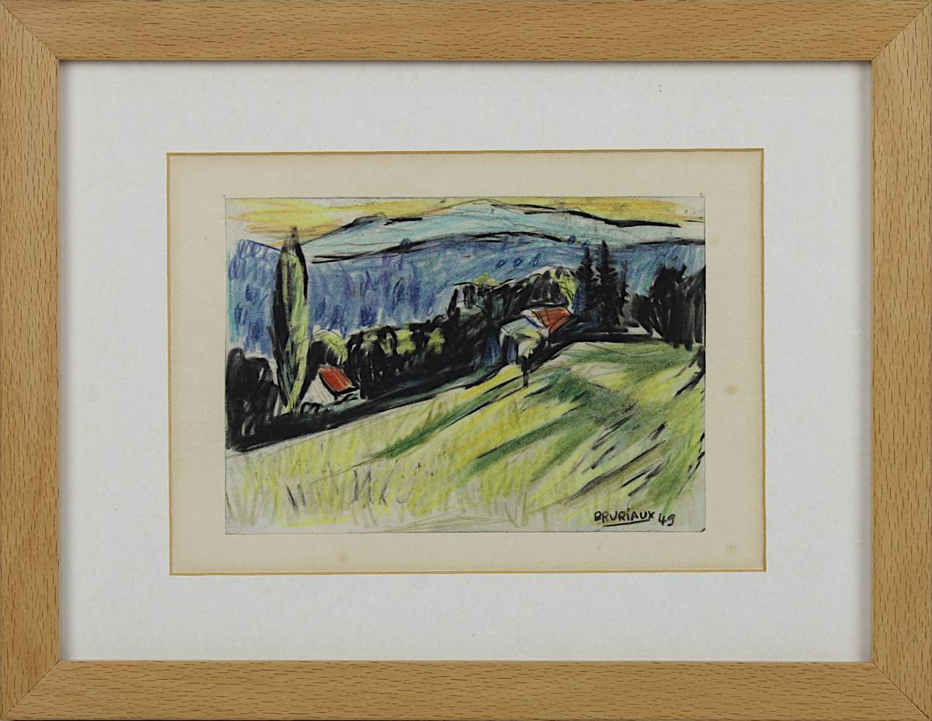 Bruriaux, Odette (Frankreich 1923 - 2003), Drei kleine Landschaftsaquarelle mit Ansichten - Image 3 of 7