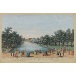 "A View of the Canal in St. James´s Park Buckingham House", kolorierter Kupferstich 18. Jh., von