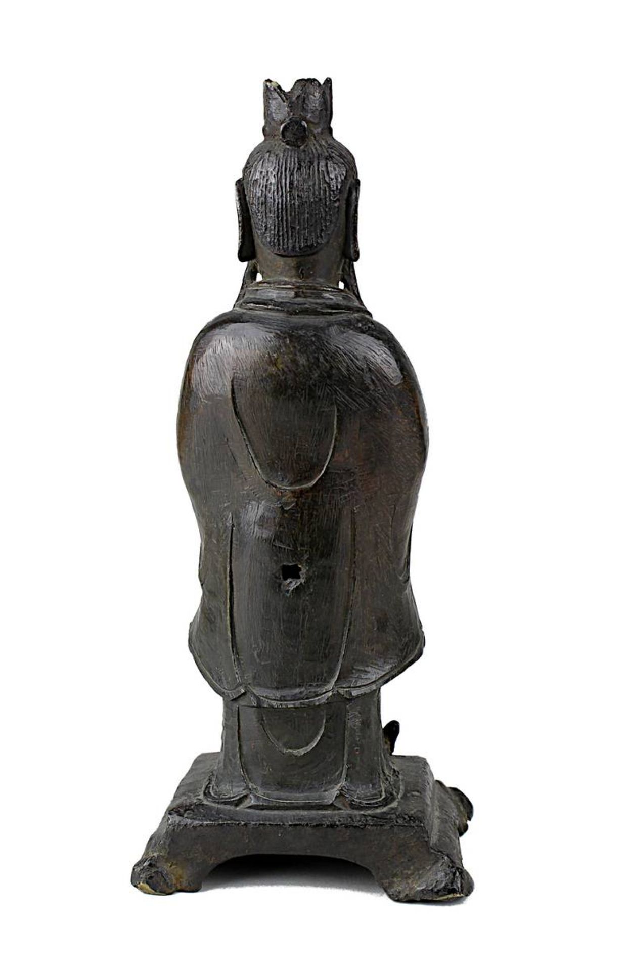 Wenchang Wang (Gott der Kultur und des Schrifttums), China, Ming-Dynastie, dunkel patinierte Bronze, - Bild 3 aus 5