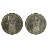 2 Münzen Deutsches Reich 1918 - 1933, 500er Silber, Münzen zu 3 Mark, Jahrtausendfeier der
