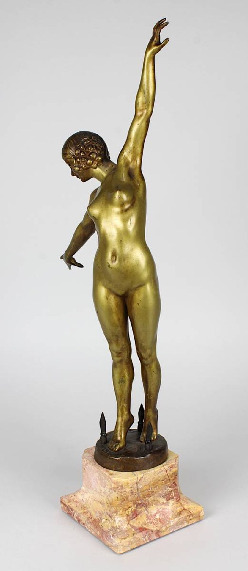 Ouillon Carrère, Fernand (französischer Bildhauer), Lanzenspitzen-Tänzerin, Bronzefigur auf - Image 2 of 7