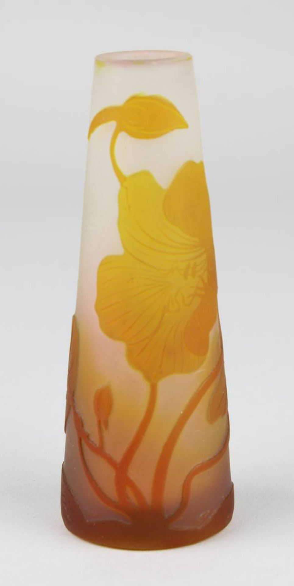 Kleine Jugendstil-Vase von Gallé mit Seerosenmotiv, Nancy 1904 - 1906, trichterförmiger - Image 5 of 5