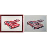 Wagner, Heinz Jürgen (geb. Marburg 1954) "Ferrari 288 GTO und Ferrari F40", Tempera, re. unt.