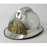 Helm der Grubenwehr, Frankreich Lothringen M. 20. Jh., Edelstahlhelm mit Kamm u. aufgelegtem