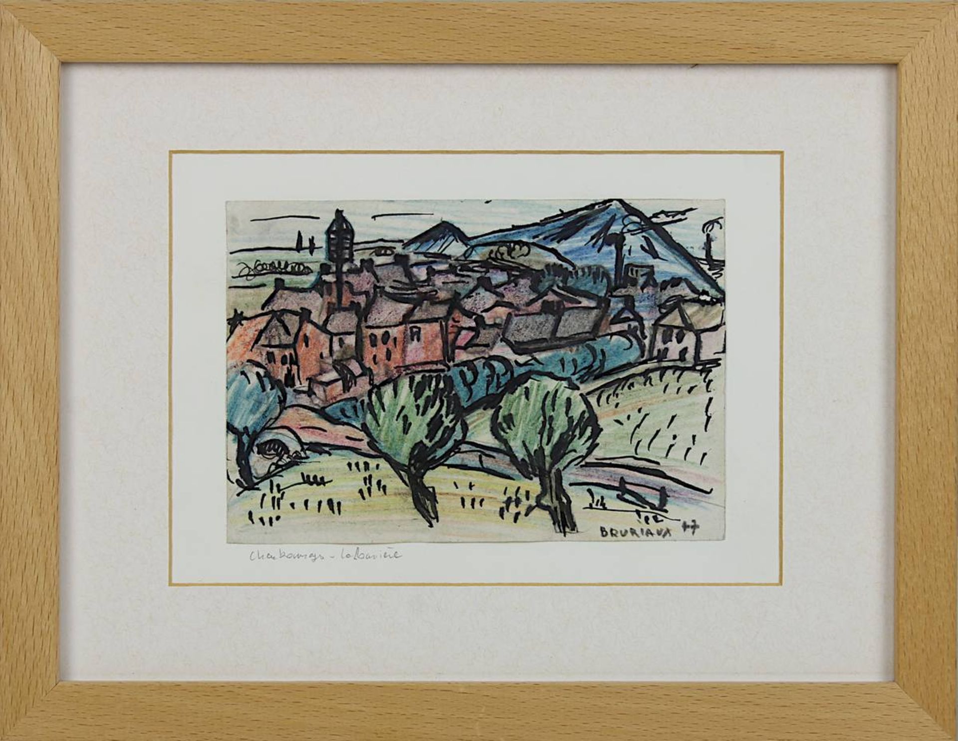 Bruriaux, Odette (Frankreich 1923 - 2003), Drei kleine Landschaftsaquarelle mit Ansichten - Image 2 of 7