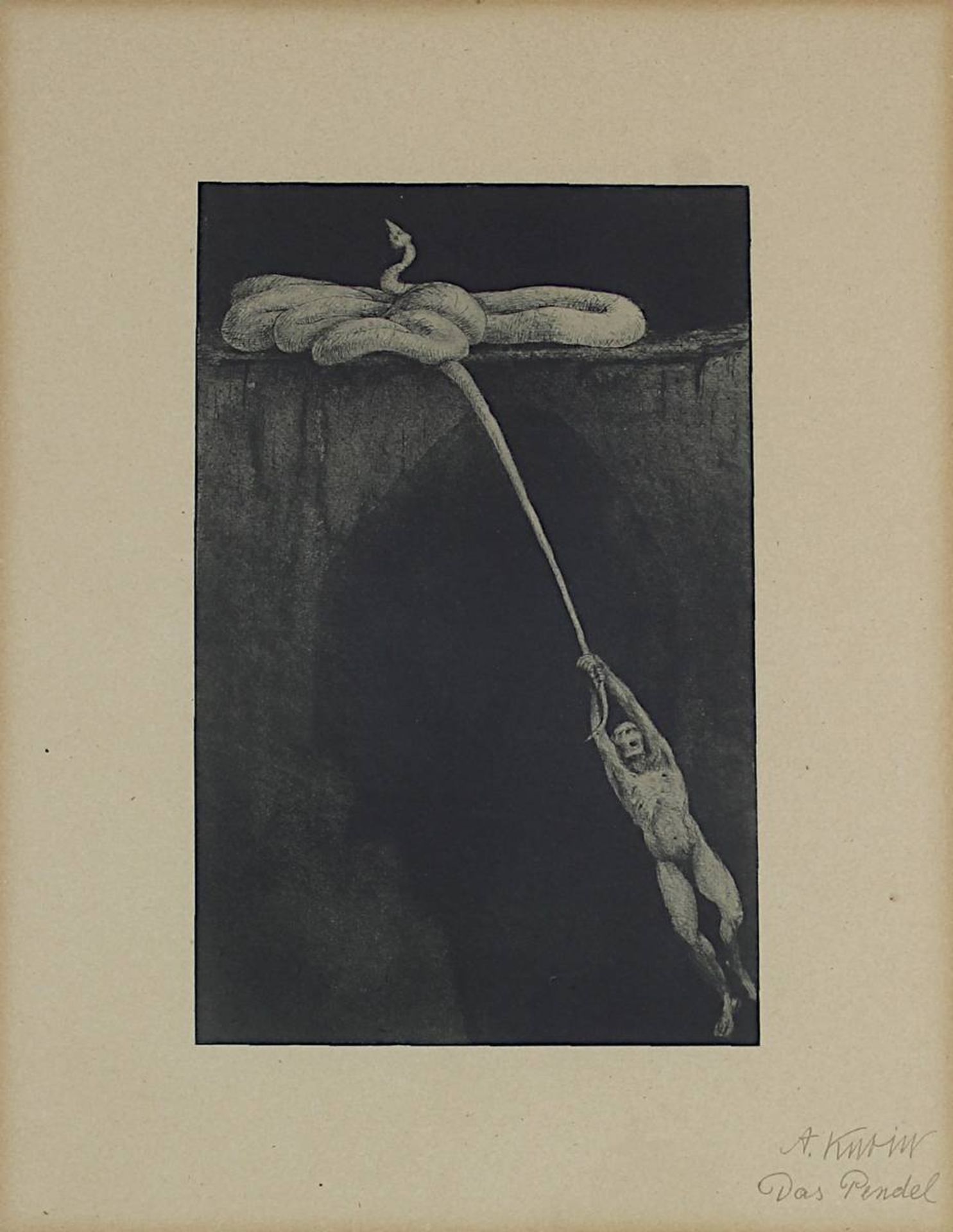 Kubin, Alfred (Leitmeritz 1877 - 1959 Zwickledt), "Das Pendel", Faksimiledruck nach einer Federzeich - Bild 2 aus 2