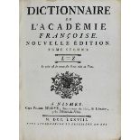 Dictionnaire de L`Académie Francaise, Nismes 1778, in zwei Bänden, Ledereinbände der Zeit,