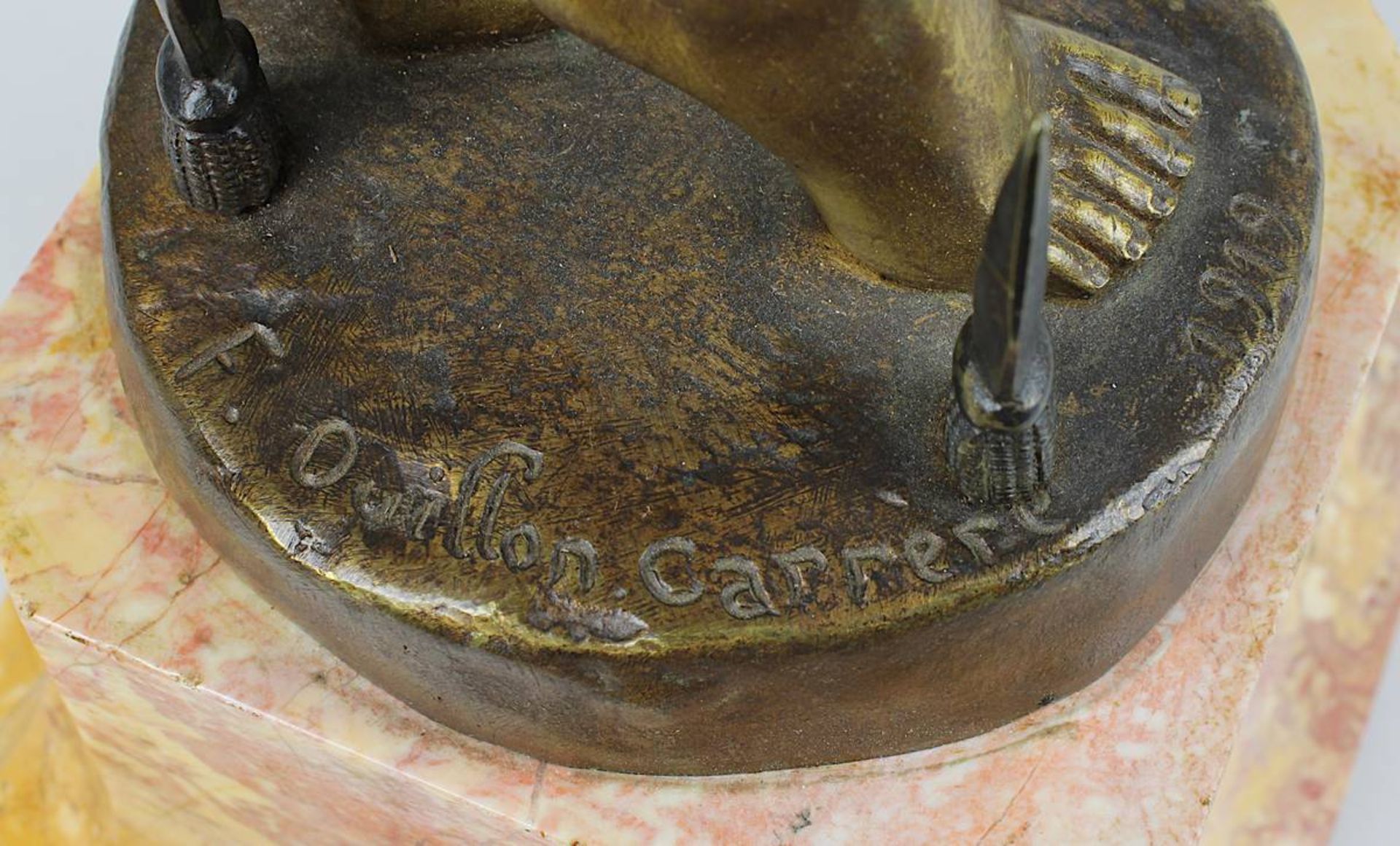 Ouillon Carrère, Fernand (französischer Bildhauer), Lanzenspitzen-Tänzerin, Bronzefigur auf - Image 6 of 7