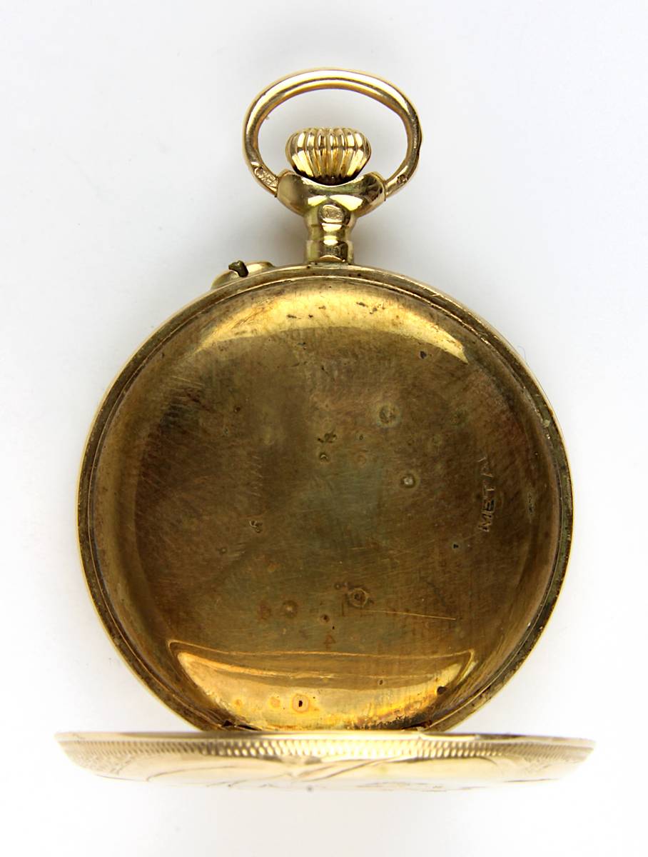 Jugendstil Savonette-Damentaschenuhr, Schweiz um 1900, zwei Golddeckel, gestempelt 14 K, auf - Image 5 of 5