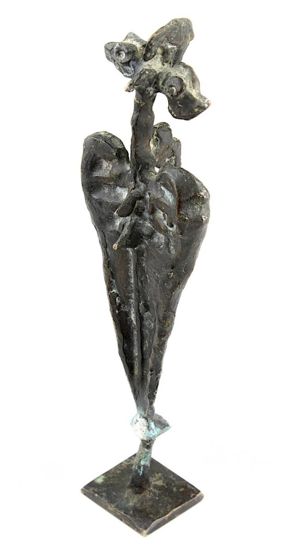 Rücker, Doris (Meerane 1909-1986), Abstrakte Bronzefigur, dunkelbraun patiniert, im Boden