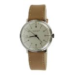 Junghans Max Bill Design Herren-Armbanduhr, Handaufzug, 25 Steine, Gehäuse Edelstahl, Kunststoffglas