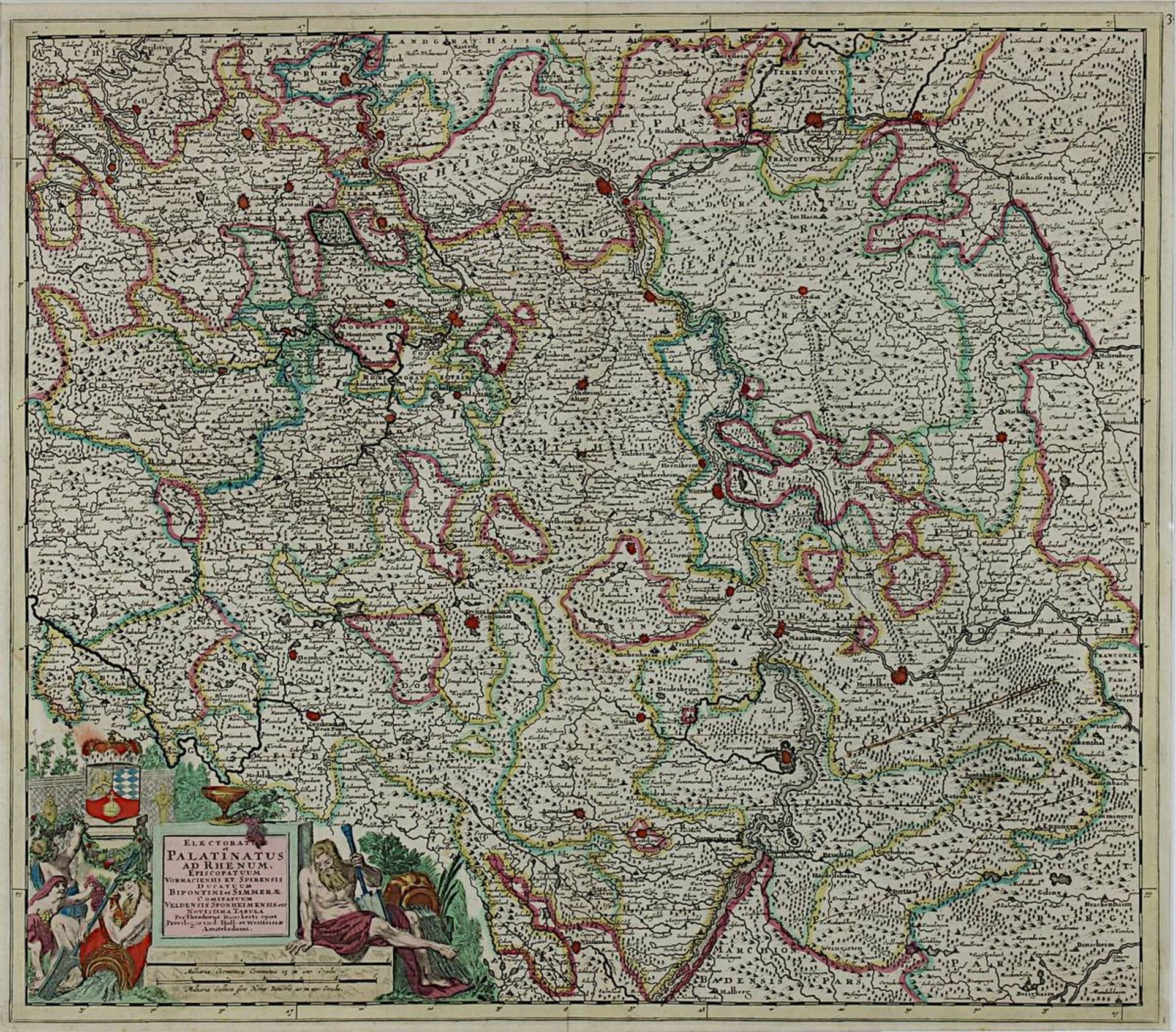 Karte Deutschlands vom Saarland bis Unterfranken, "Electoratus et Palatinatus ad Rhenum - Image 2 of 2