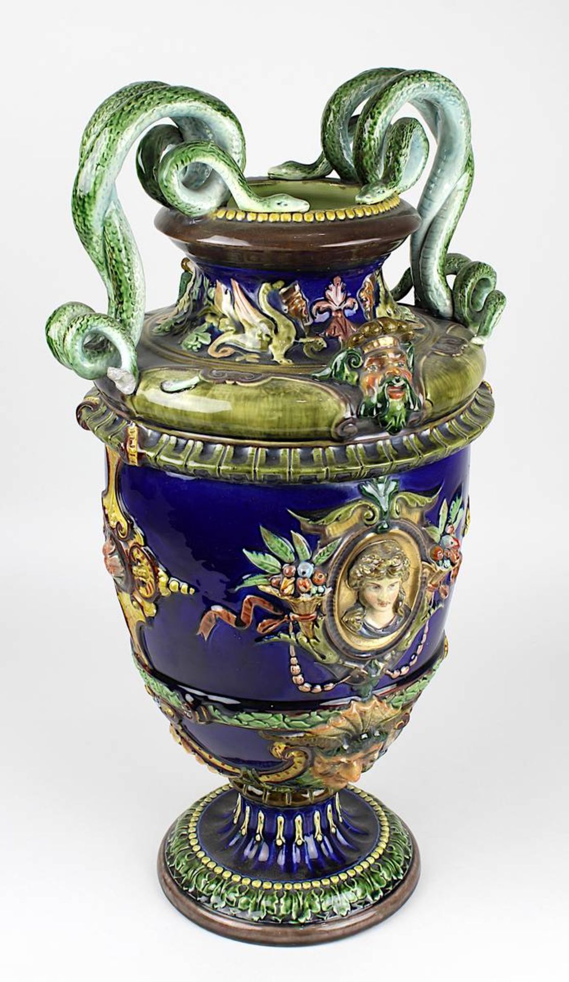 Johann Glatz (wohl) Keramik Prunk-Vase nach italienischem Vorbild der Renaissance, Villingen um - Image 3 of 6
