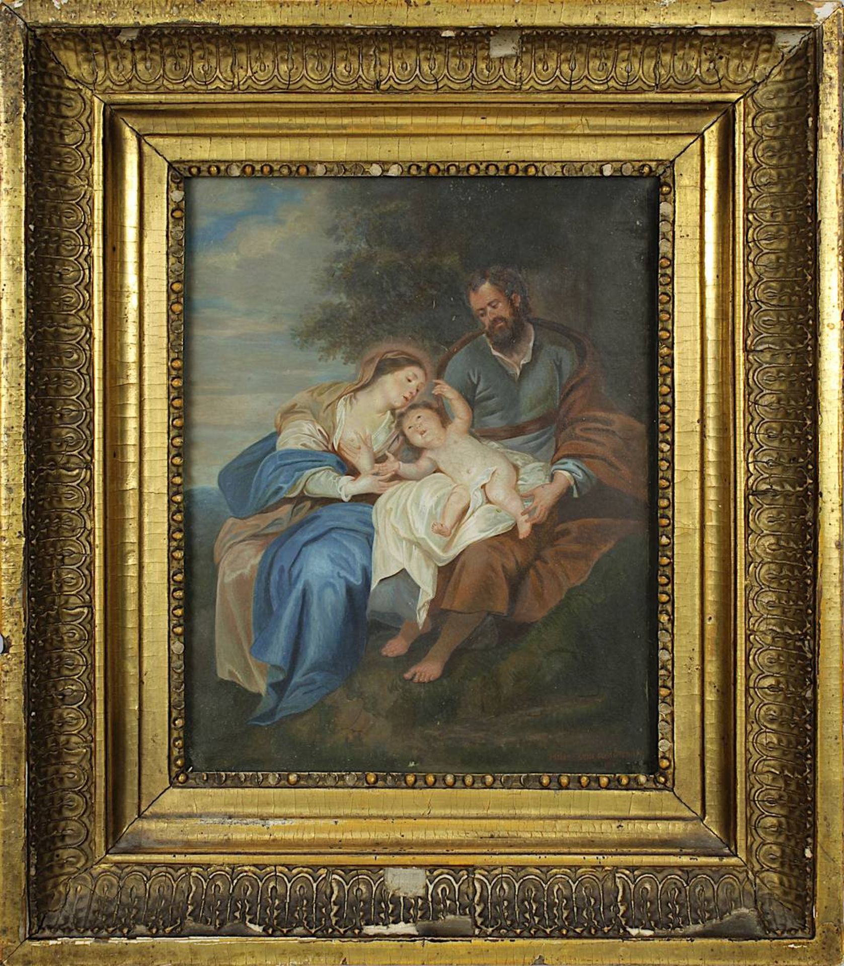 Von Wallmenich, Wilhelmina, Deutschland 1813, Heilige Familie, nach einem barocken Gemälde, fein gem
