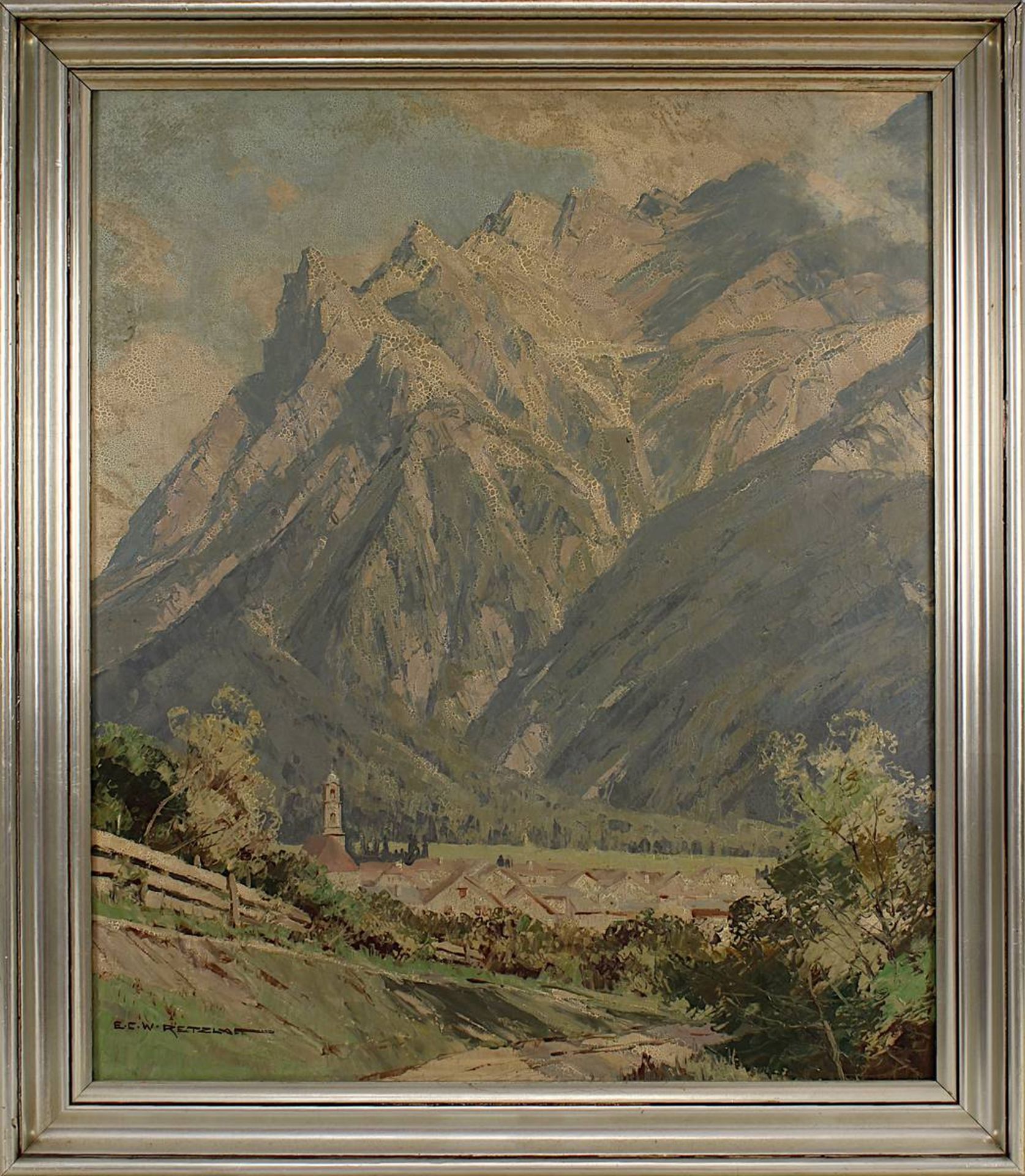 Retzlaff, Ernst Carl Walter (Berlin 1898 - 1976), Blick auf Mittenwald im Karwendelgebirge